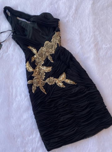 Sheath One Shoulder Appliques Sequins Black Chiffon Short Homecoming Dress HZ1023